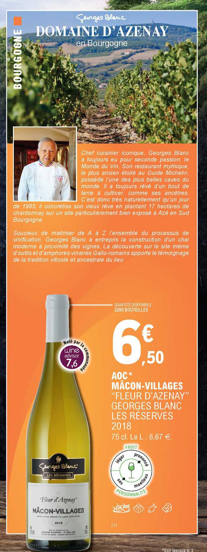 aoc macon-villages "fleur d'azenay" georges blanc les réserves 2019