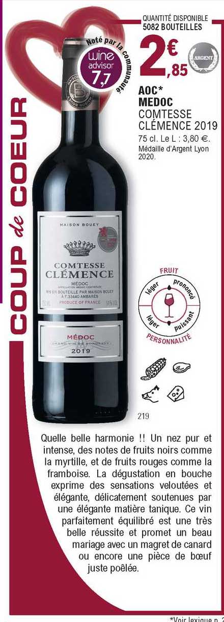 Aoc Medoc Comtesse Clémence 2019