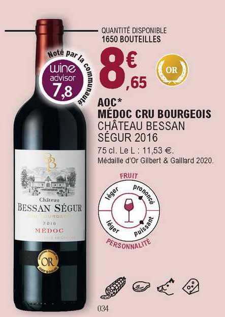 aoc médoc cru bourgeois château bessan ségur 2016