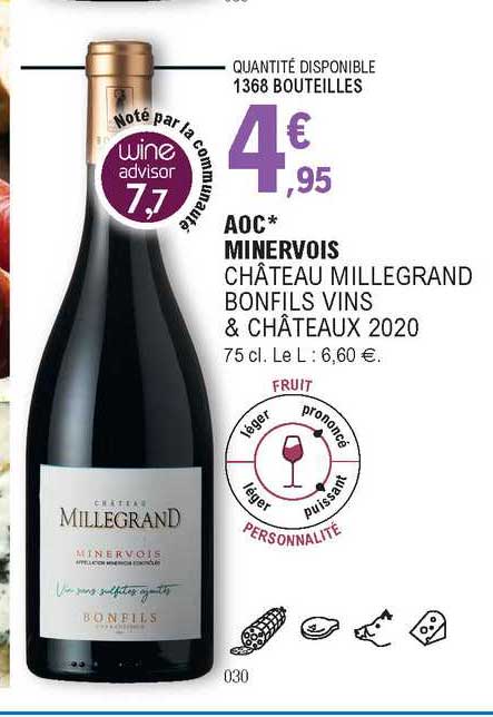aoc minervois château millegrand bonfils vin & châteaux 2020