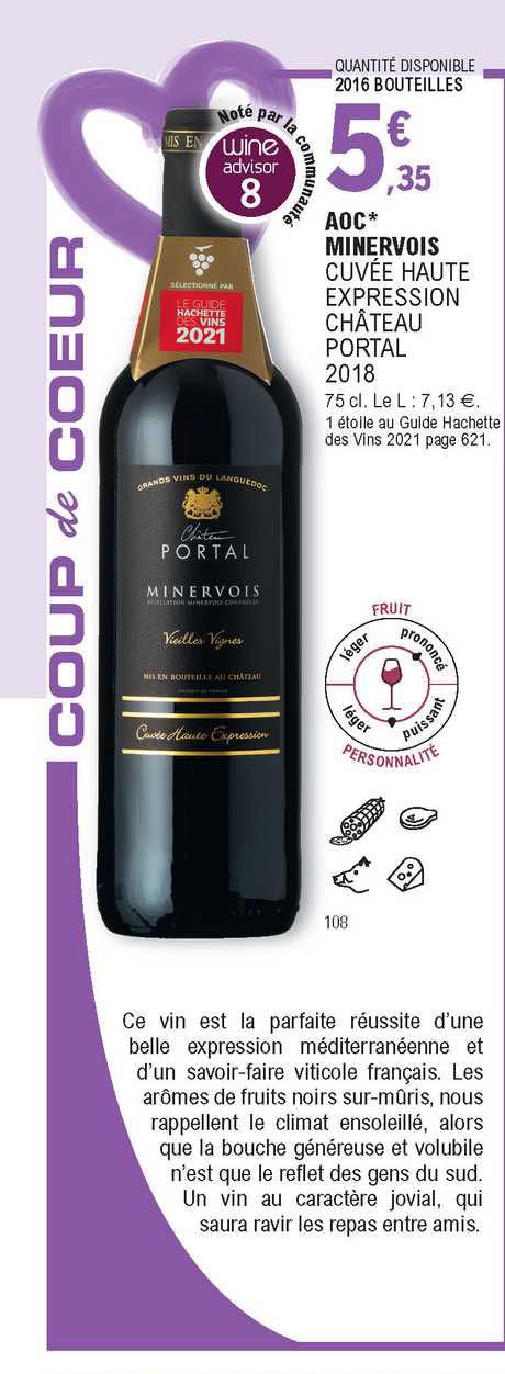 aoc minervois cuvée haute expression château portal 2018