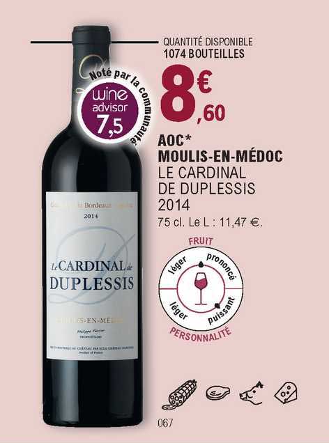 aoc moulis-en-médoc le cardinal de duplessis 2014