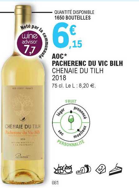 Aoc Pacherenc Du Vic Bilh Chenaie Du Tilh 2018