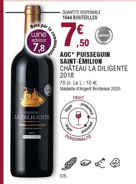 aoc puisseguin saint-émilion château la diligente 2018