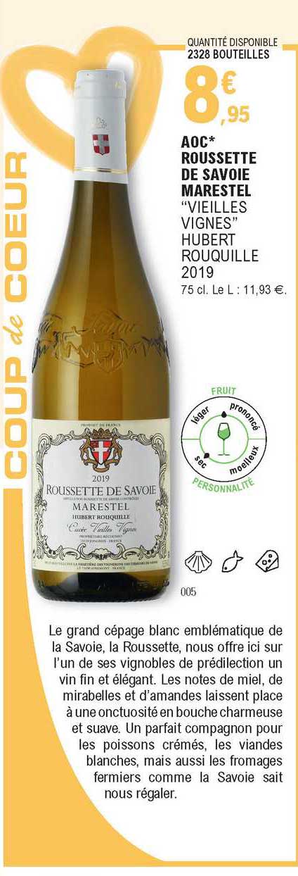 aoc roussette de savoie marestel "vieilles vignes" hubert rouquille 2019