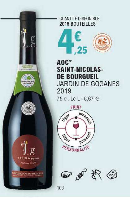 Aoc Saint-nicolas-de Bourgeuil Jardin De Goganes 2019