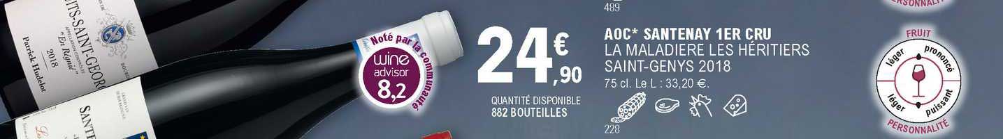 Aoc Santenay 1er Cru La Malandière Les Héritiers Saint-genys 2018