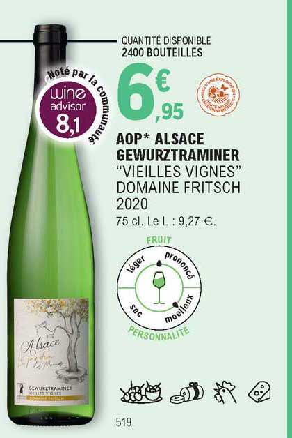 Aop Alsace Gewurztraminer "vieilles Vignes" Domaine Fritsch 2020