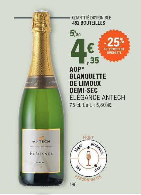 aop blanquette de limoux demi-sec élégance antech
