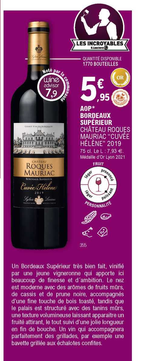 aop bordeaux supérieur château roques mauriac "cuvée hélène" 2019