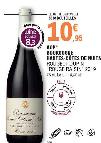 aop bourgogne hautes-côtes de nuits rougeot dupin "rouge raisin" 2019