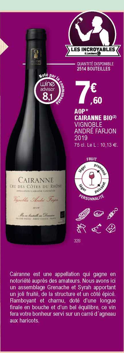 aop cairanne bio vignoble andré farjon 2019