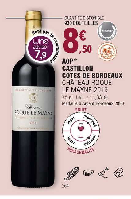 aop castillon côtes de bordeaux câteau roque le mayne 2019