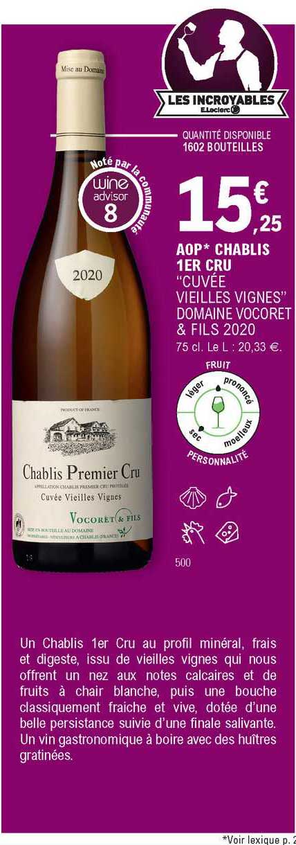 aop chablis 1er cru "cuvée vieilles vignes" domaine vocoret & fils 2020