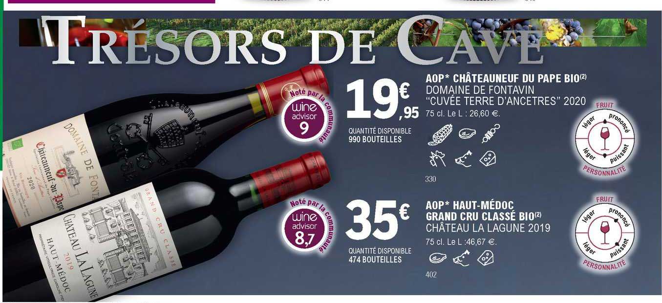 aop châteauneuf du pape bio domaine de fontavin "cuvée terre d'ancetres" 2020, aop haut-médoc grand cru classé bio château la lagune 2019