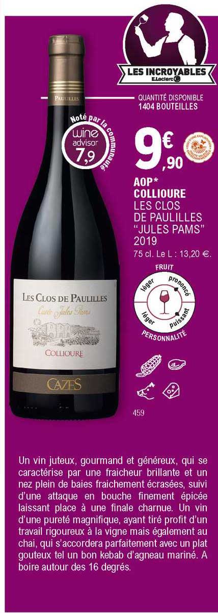 aop collioure les clos de paulilles "jules pams" 2019