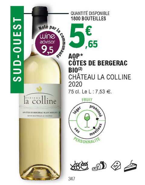 aop côtes de bergerac bio château la colline 2020