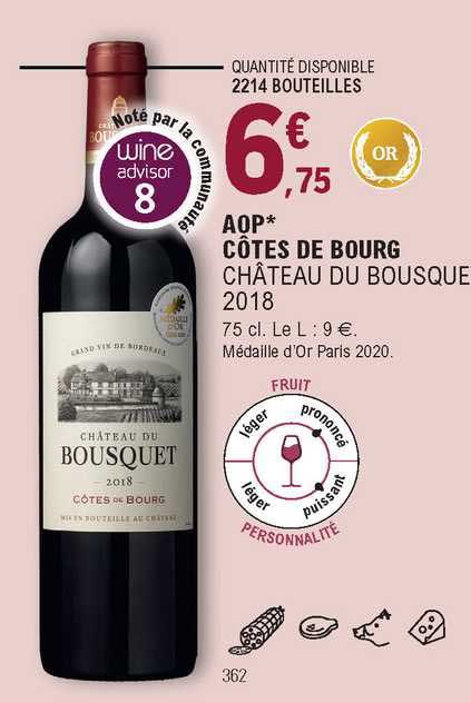 aop côtes de bourg château du bousquet 2018