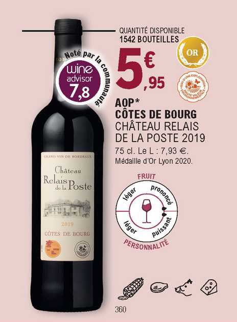 aop côtes de bourg château relais de la poste 2019