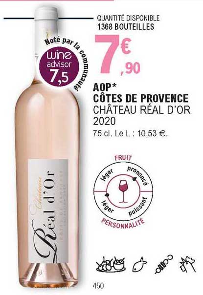 aop côtes de provence château réal d'or 2020