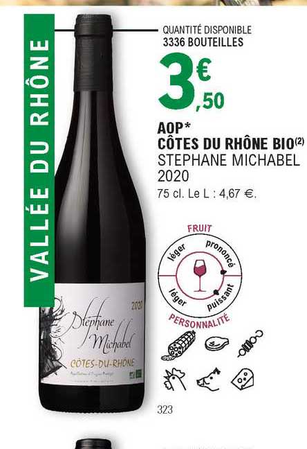 aop côtes du rhône bio stephane michabel 2020