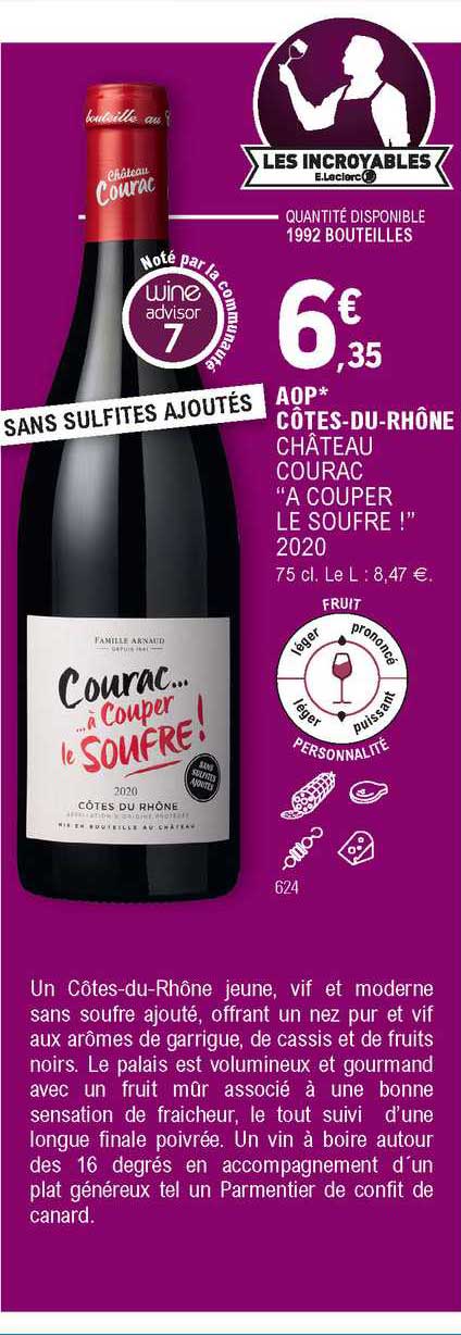 aop côtes-du-rhône château courac "à couper le soufre!" 2020