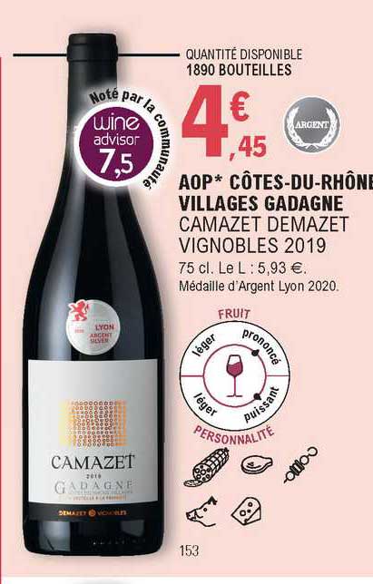 aop côtes-du-rhône villages gadagne camazet demazet vignobles 2019