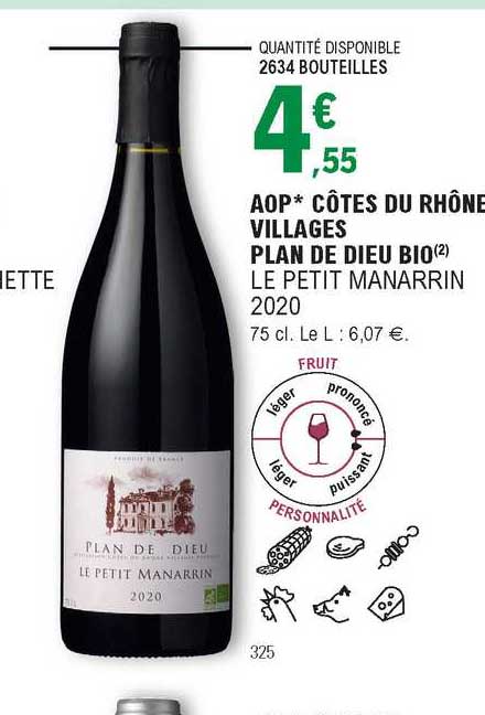 aop côtes du rhône villages plan de dieu bio le petit manarrin 2020