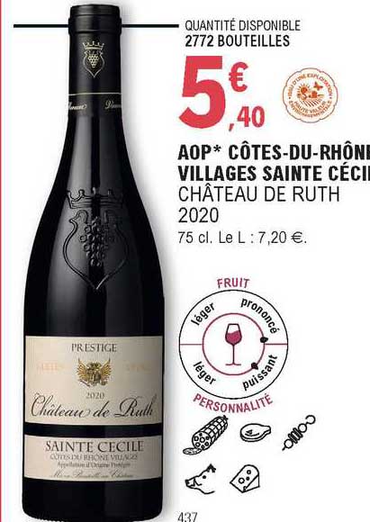 aop côtes-du-rhône villages sainte cécile château de ruth 2020