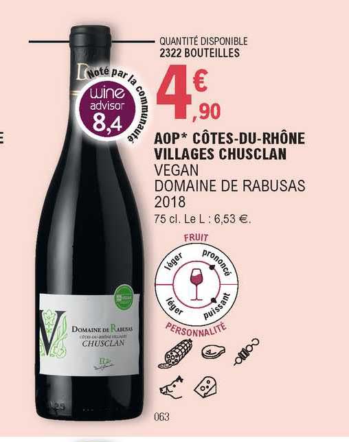 aop côtes-du-rhône villages schusclan vegan domaine de rabusas 2018