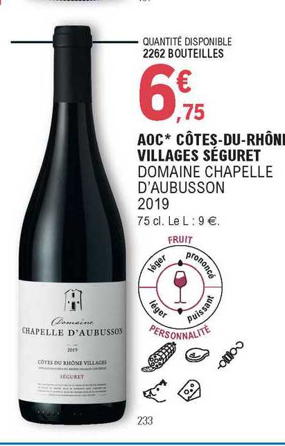 aop côtes-du-rhône villages séguret domaine chapelle d'aubusson 2019