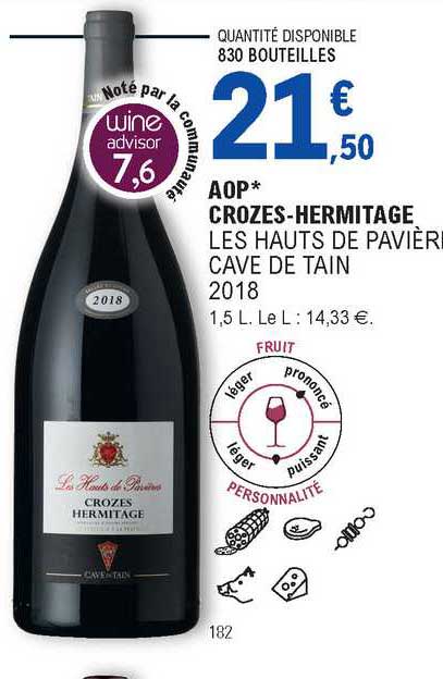 aop crozes-hermitage les hauts de pavière cave de tain 2018