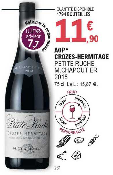 aop crozes-hermitage petite ruche m.chapoutier 2018