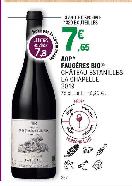 aop faugères bio château estanilles la chapelle 2019