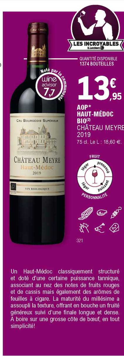 aop haut-médoc bio château meyre 2019