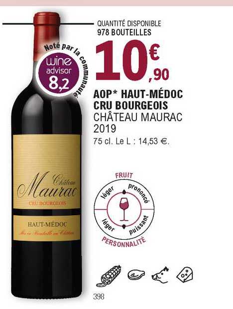 aop haut-médoc cru bourgeois château maurac 2019