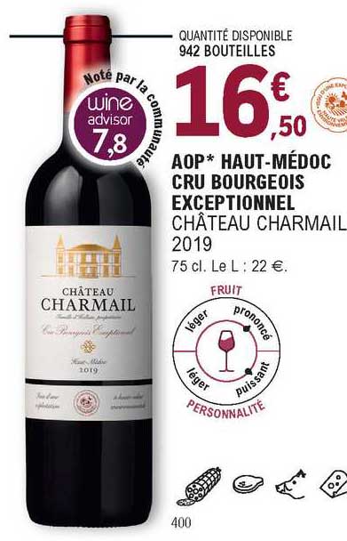 aop haut-médoc cru bourgeois exceptionnel château charmail 2019