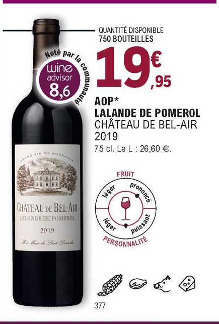 aop lalande de pomerol château de bel'air 2019