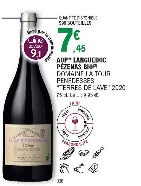 aop languedoc pézenas bio domaine la tour penedesses "terres de lave" 2020