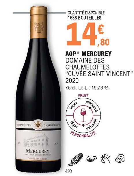 aop mercurey domaine des chaumelottes "cuvée saint vincent" 2020