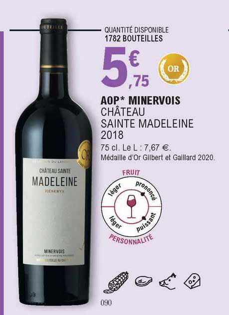 aop minervois château sainte madeleine 2018