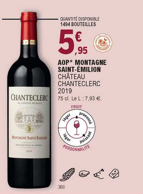 aop montagne saint-émilion château chanteclerc 2019