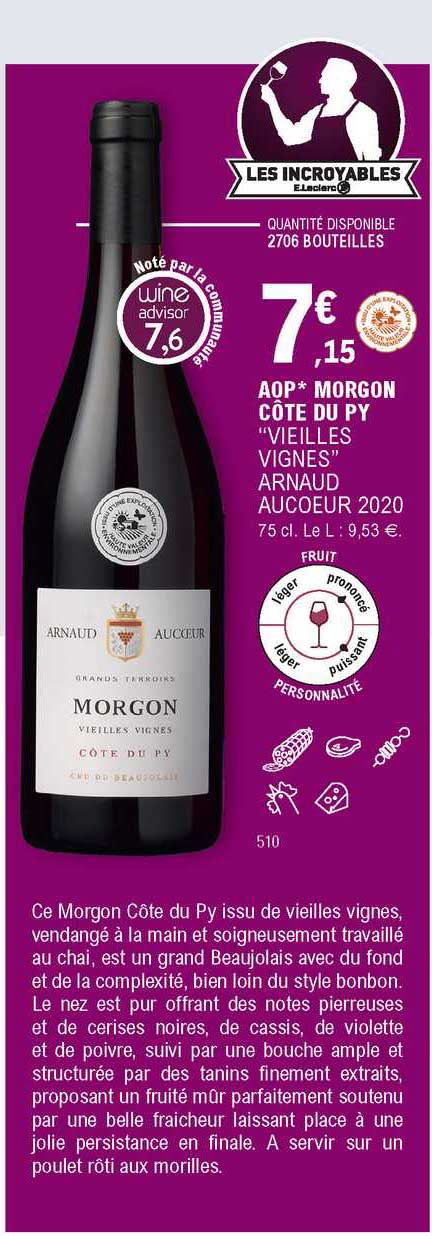 aop morgon côte du py "vieilles vignes" arnaud aucoeur 2020