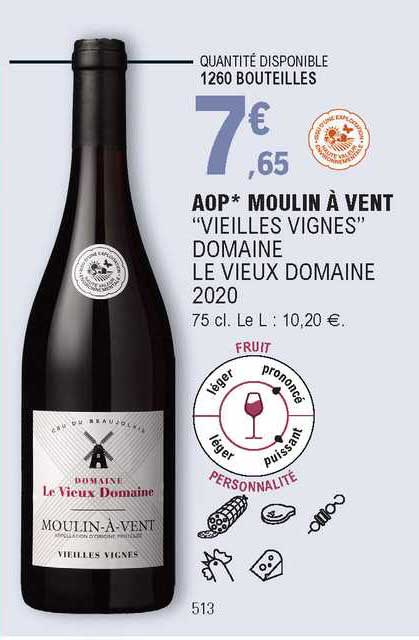 aop moulin à vent "vieilles vignes" domaine le vieux domaine 2020