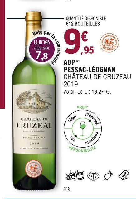aop pessac-léognan château de cruzeau 2019