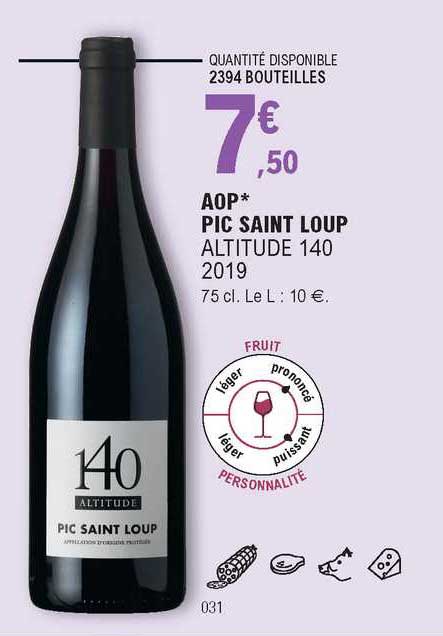 aop pic saint loup altitude 1400 2019