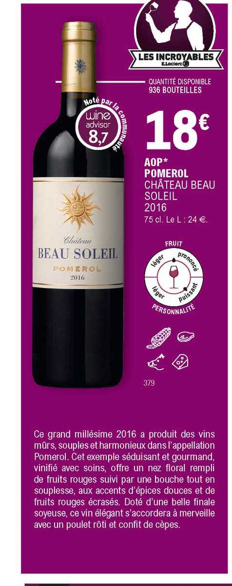 aop pomerol château beau soleil 2016