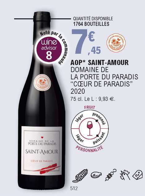 aop saint-amour domaine de la porte du paradis "cœur de paradis" 2020