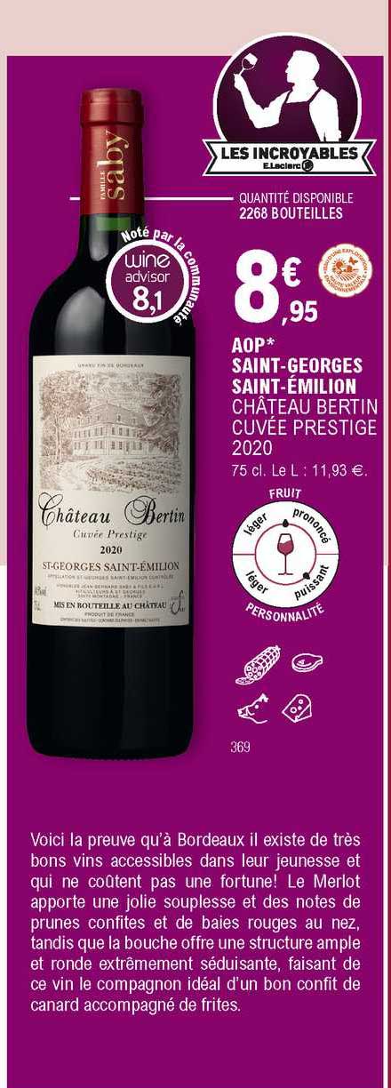 aop saint-goerges saint-émilion château bertin cuvée prestige 2020