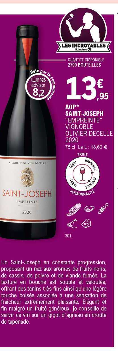 aop saint-josephe "empreinte" vignoble olivier decellé 2020